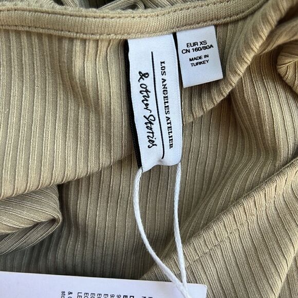 & Other Stories asymmetrical Cutout Detail Rib Top in Beige Size X-Small - Picture 6 of 6